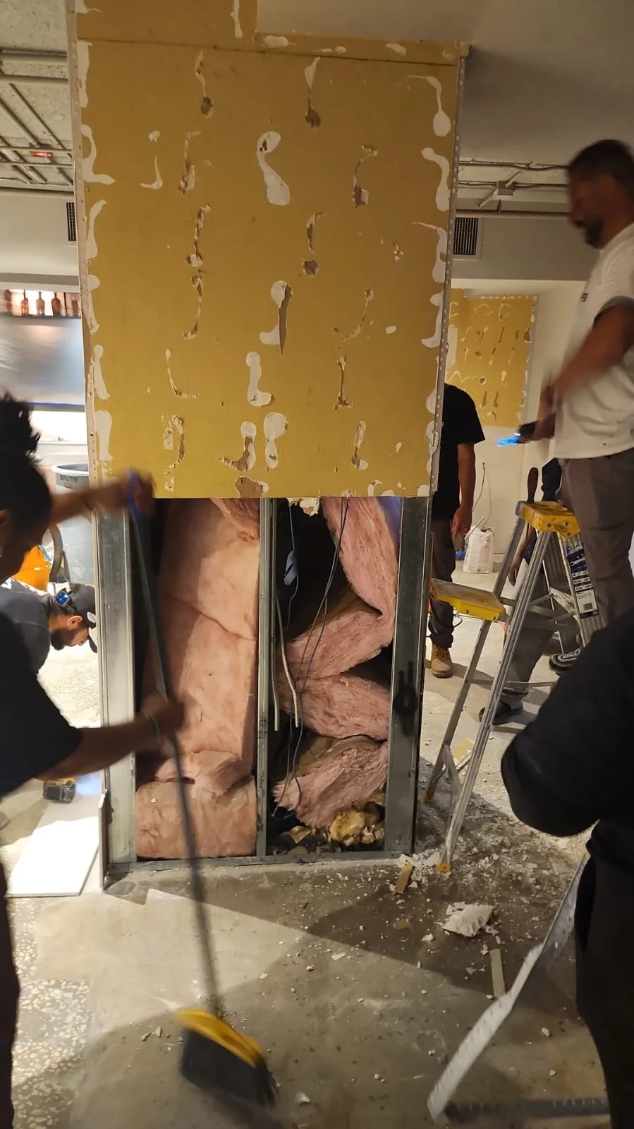 Opened column enclosure during demolition at Buffalo Lounge