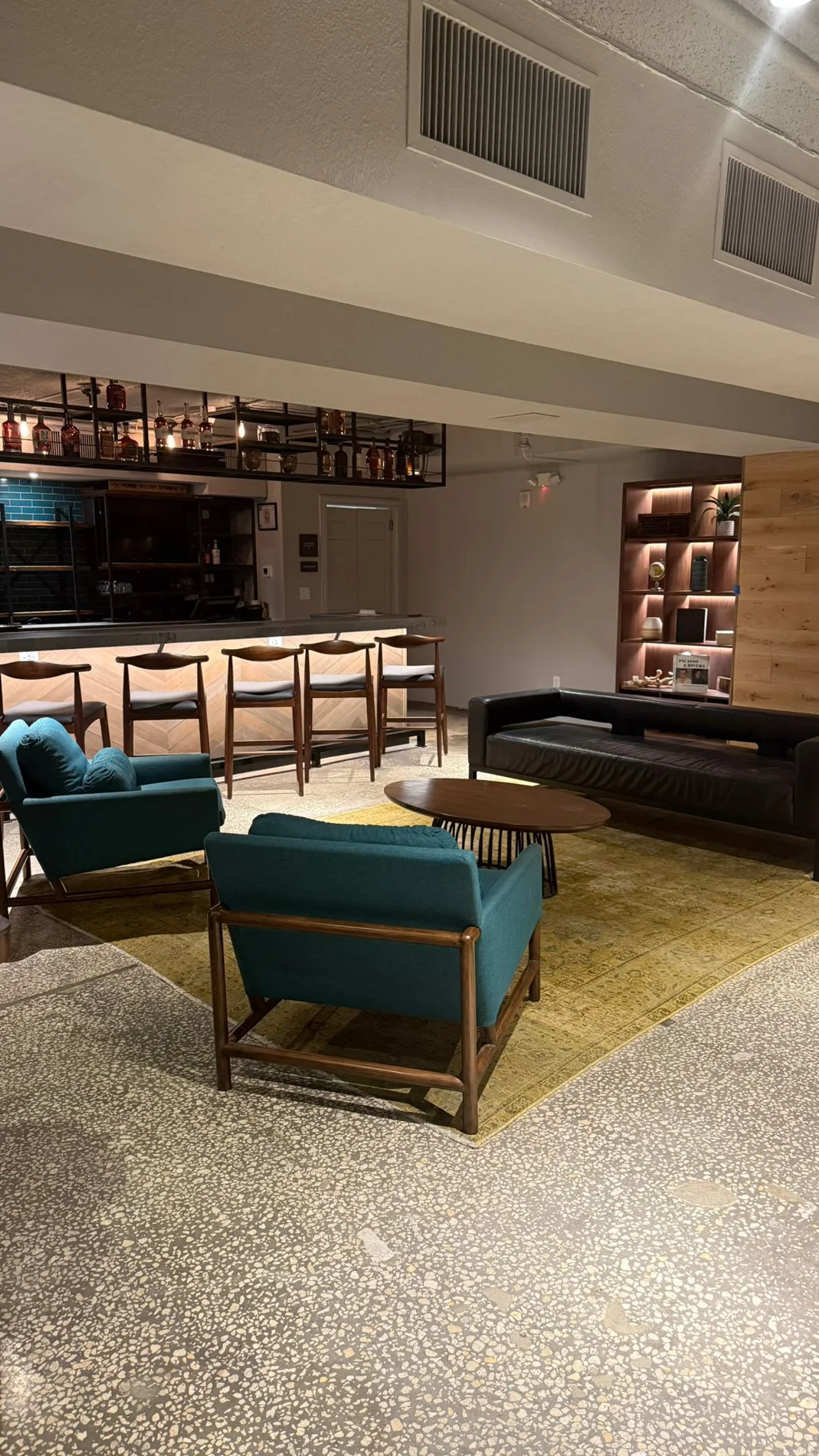 Completed Buffalo Lounge seating area and bar
