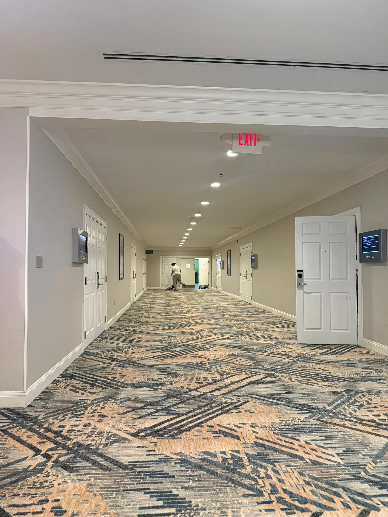 Newly installed carpet through the meeting-room corridor at DoubleTree by Hilton, Jacksonville