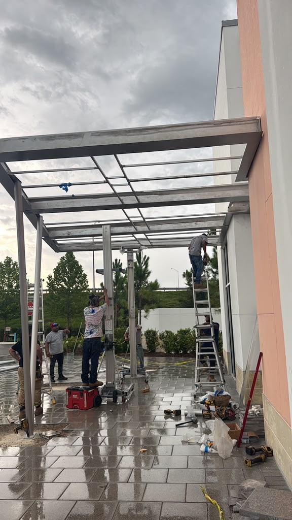 Frame assembly before the roof panels were installed.